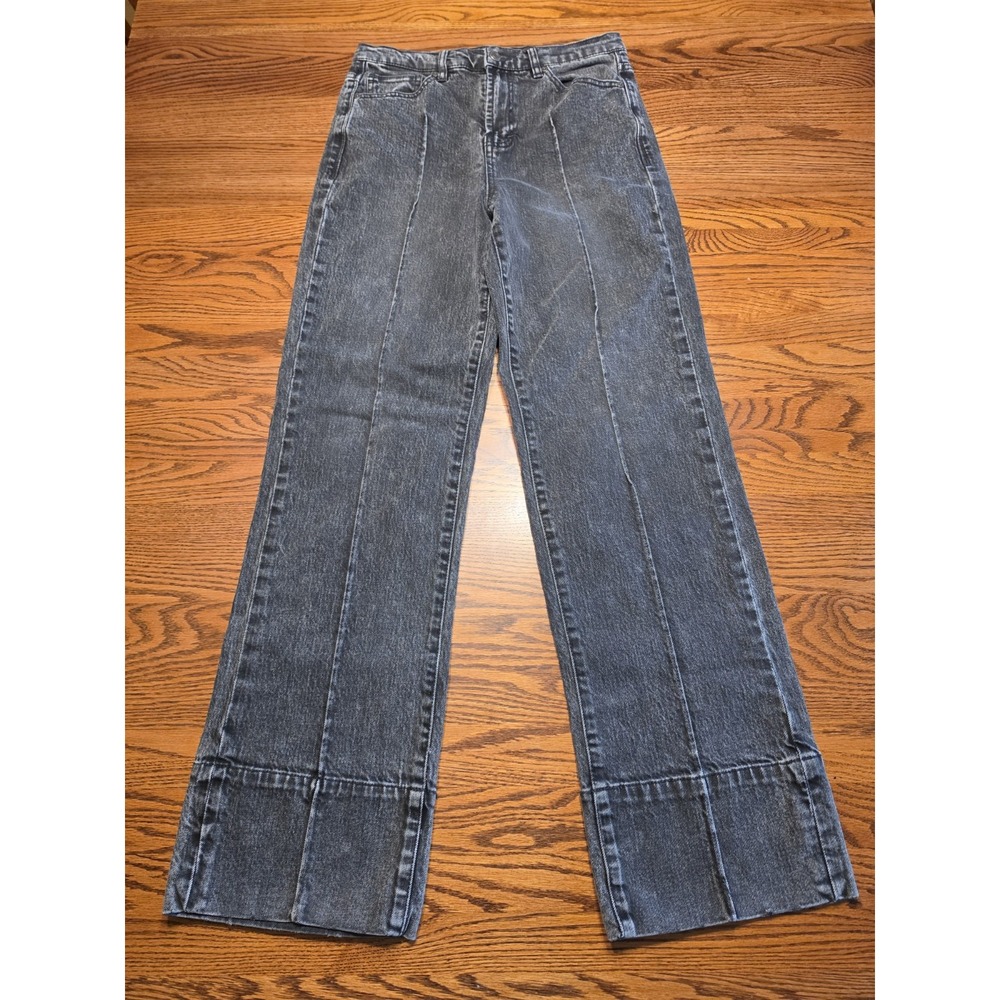 Habitual Wide Leg Denim Jeans Womens 6/28 Black Front Seam 32" Inseam